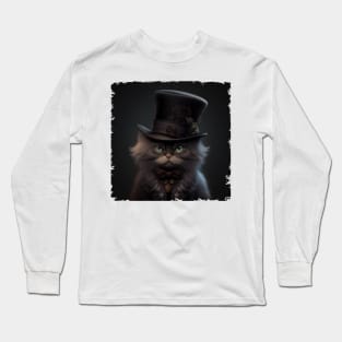 Cat with a top hat gift ideas Long Sleeve T-Shirt